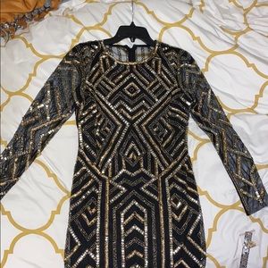 Gianni Bini Black and Gold Sequin Dress